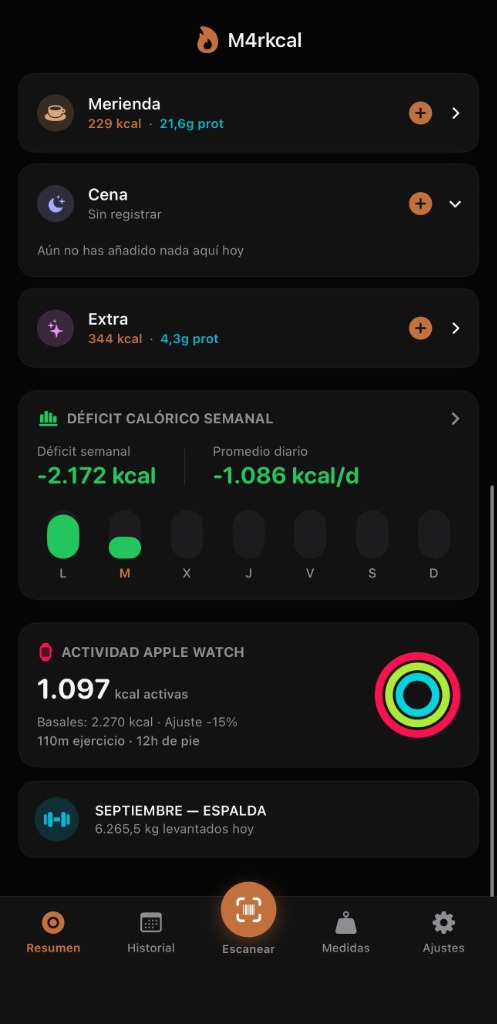 M4rKcal — Apple Watch y Hevy